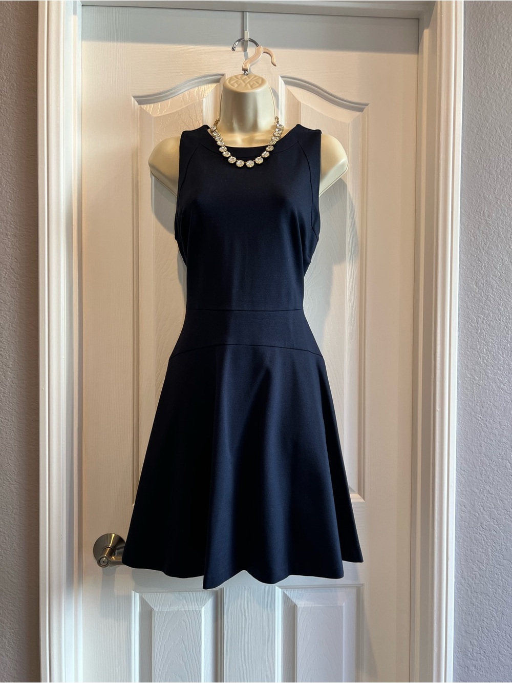 Banana Republic Navy Sleeveless Fit & Flare Midi Dress